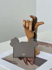 Uubags Fendi Best Friends Forever Card Case Dove grey leather and grey FF fabric card holder - 3