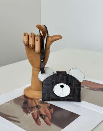 Uubags Fendi Best Friends Forever Card Case Card holder in brown FF fabric and camelia leather