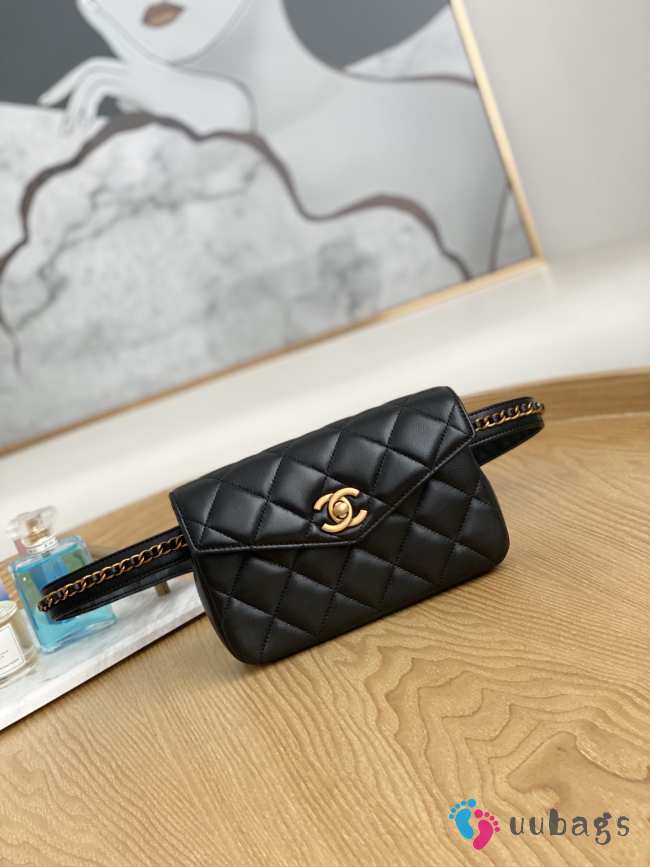 Uubags Chanel Quilted Leather Waist Belt Bag In Black 18x3.5x12cm - 1