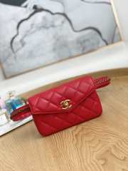 Uubags Chanel Quilted Leather Waist Belt Bag In Red 18x3.5x12cm - 1