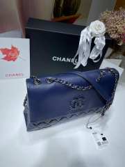 Uubags Chanel CC Quilted Lambskin Flap Shoulder Bag In Navy Blue 32x7.5x19cm - 2
