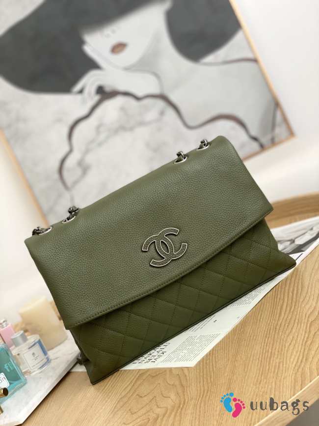 Uubags Chanel CC Quilted Lambskin Flap Shoulder Bag In Green 32x7.5x19cm - 1
