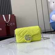 Uubags Gucci GG Marmont Mini Shoulder Bag In Lime Green Lambskin Leather 16.5x9.5x4.5cm - 1