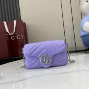 Uubags Gucci GG Marmont Mini Shoulder Bag In Purple Lambskin Leather 16.5x9.5x4.5cm - 1