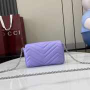 Uubags Gucci GG Marmont Mini Shoulder Bag In Purple Lambskin Leather 16.5x9.5x4.5cm - 4