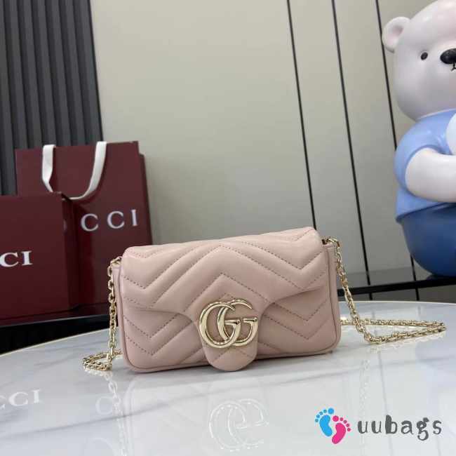 Uubags Gucci GG marmont mini shoulder bag in pink beige leather 16.5x9.5x4.5cm - 1