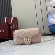 Uubags Gucci GG marmont mini shoulder bag in pink beige leather 16.5x9.5x4.5cm - 1