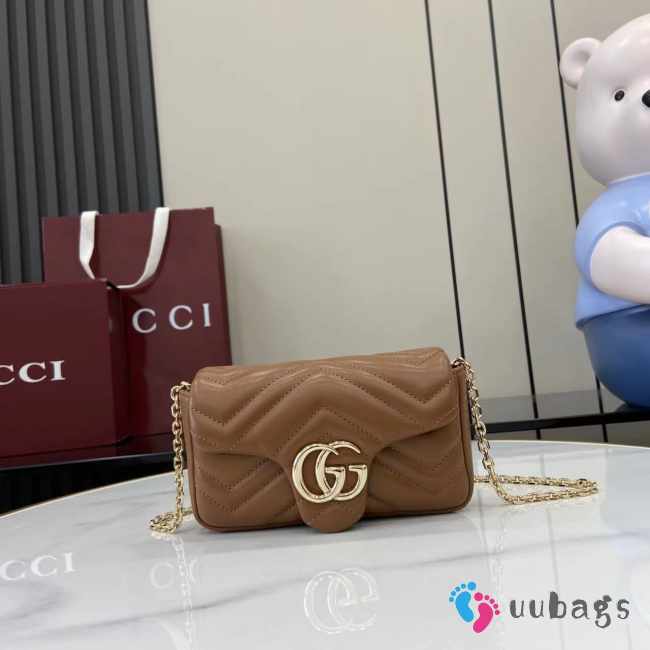 Uubags Gucci GG marmont mini shoulder bag in brown leather 16.5x9.5x4.5cm - 1