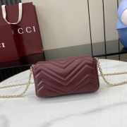 Uubags Gucci GG marmont mini shoulder bag in rosso ancora red leather 16.5x9.5x4.5cm - 5