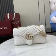 Uubags Gucci GG marmont mini shoulder bag in white leather 16.5x9.5x4.5cm - 1