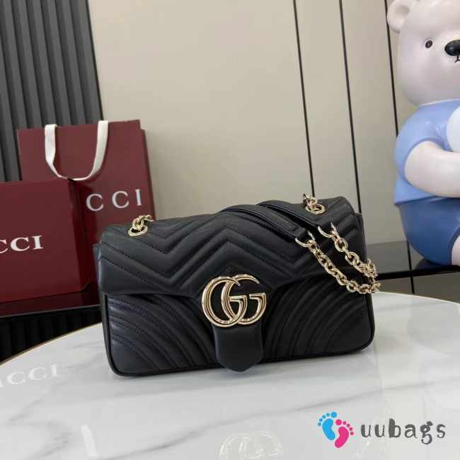 Uubags Gucci GG marmont mini shoulder bag in black leather 16.5x9.5x4.5cm - 1