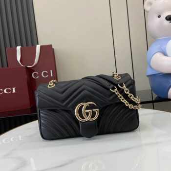 Uubags Gucci GG marmont mini shoulder bag in black leather 16.5x9.5x4.5cm