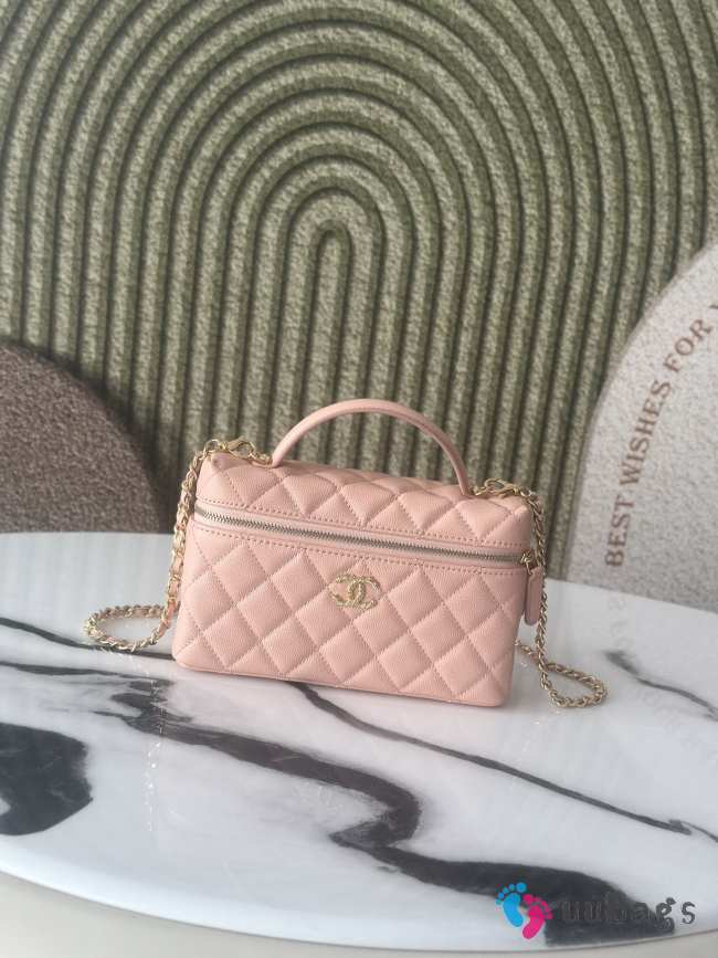 Uubags Chanel AP4407 Vanity bag light pink glossy calfskin with grain effect & gold-plated metal - 1