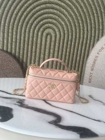 Uubags Chanel AP4407 Vanity bag light pink glossy calfskin with grain effect & gold-plated metal
