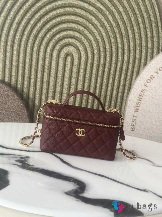 Uubags Chanel AP4407 Vanity bag burgundy glossy calfskin with grain effect & gold-plated metal - 1