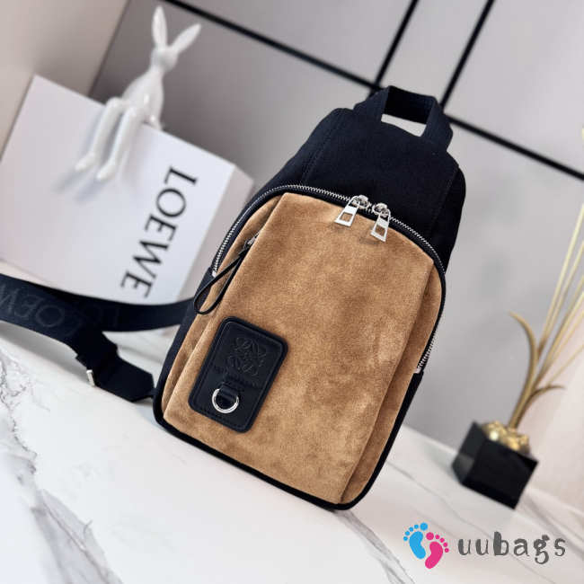 Uubags Loewe Flex sling bag in canvas and suede in black/dark Gold 31x18x10cm - 1