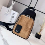 Uubags Loewe Flex sling bag in canvas and suede in black/dark Gold 31x18x10cm - 1