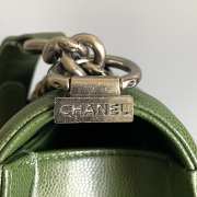 Uubags Chanel Medium Le Boy Green Flap Bag Quilted Leather With Silver Hardware 20.5x12x8.5cm - 6