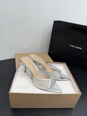 Uubags Gianvito Rossi Silver Crystal-Embellished Pointed-Toe Mule 8.5cm - 1