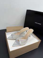 Uubags Gianvito Rossi Silver Crystal-Embellished Pointed-Toe Mule 8.5cm - 3