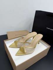 Uubags Gianvito Rossi Gold Crystal-Embellished Pointed-Toe Mule 8.5cm - 4