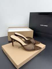 Uubags Gianvito Rossi Brown Crystal-Embellished Pointed-Toe Mule 8.5cm - 5