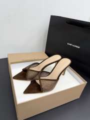 Uubags Gianvito Rossi Brown Crystal-Embellished Pointed-Toe Mule 8.5cm - 2