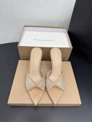 Uubags Gianvito Rossi Beige Crystal-Embellished Pointed-Toe Mule 8.5cm - 1