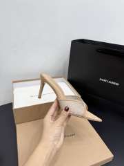 Uubags Gianvito Rossi Beige Crystal-Embellished Pointed-Toe Mule 8.5cm - 6