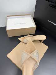 Uubags Gianvito Rossi Beige Crystal-Embellished Pointed-Toe Mule 8.5cm - 3