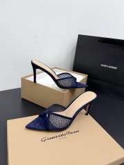 Uubags Gianvito Rossi Dark Blue Crystal-Embellished Pointed-Toe Mule 8.5cm - 6