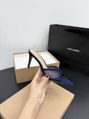 Uubags Gianvito Rossi Dark Blue Crystal-Embellished Pointed-Toe Mule 8.5cm - 5