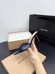 Uubags Gianvito Rossi Dark Blue Crystal-Embellished Pointed-Toe Mule 8.5cm - 4