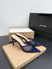 Uubags Gianvito Rossi Dark Blue Crystal-Embellished Pointed-Toe Mule 8.5cm - 3