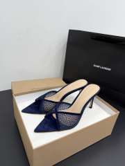 Uubags Gianvito Rossi Dark Blue Crystal-Embellished Pointed-Toe Mule 8.5cm - 2