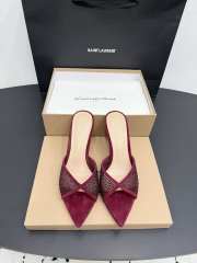 Uubags Gianvito Rossi Burgundy Crystal-Embellished Pointed-Toe Mule 8.5cm - 1