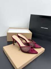 Uubags Gianvito Rossi Burgundy Crystal-Embellished Pointed-Toe Mule 8.5cm - 3