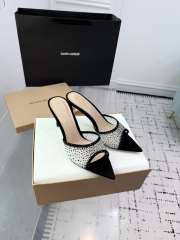 Uubags Gianvito Rossi Rania 85 crystal-embellished mules in white/ black - 4