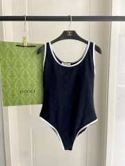 Uubags Gucci Piped terry-jacquard swimsuit in blue  - 4