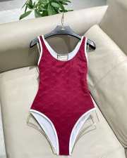 Uubags Gucci Piped terry-jacquard swimsuit in red - 4