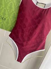 Uubags Gucci Piped terry-jacquard swimsuit in red - 3