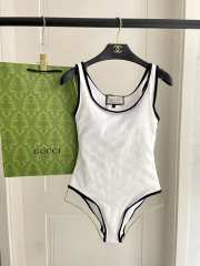 Uubags Gucci Piped terry-jacquard swimsuit in white - 1
