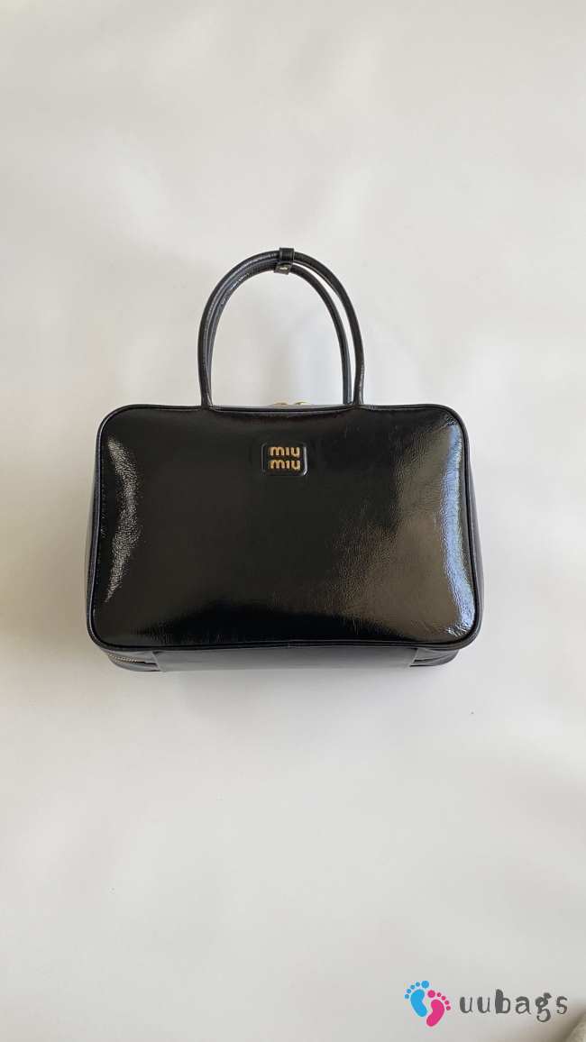 Uubags Miu Miu large Beau bag in black patent leather 35x22x12cm - 1