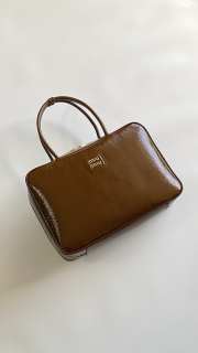 Uubags Miu Miu large Beau bag in brown patent leather 35x22x12cm - 5