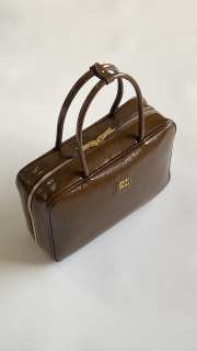 Uubags Miu Miu large Beau bag in brown patent leather 35x22x12cm - 2