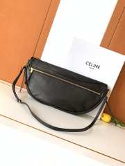 Uubags Celine Little Halfmoon Soft Triomphe In Black Supple Shiny Lambskin 25x13x5cm - 5