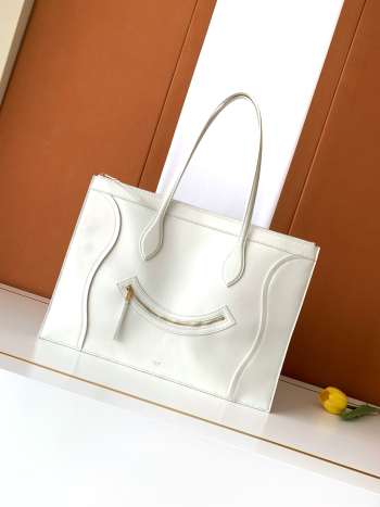 Uubags Celine Flat Luggage In White Glossy Calfskin 44.5x31.5x0.5cm