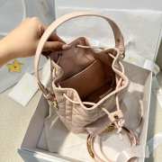 Uubags Dior Caro Mini Bucket Bag Light Pink Macrocannage Lambskin 20x24x9cm - 3