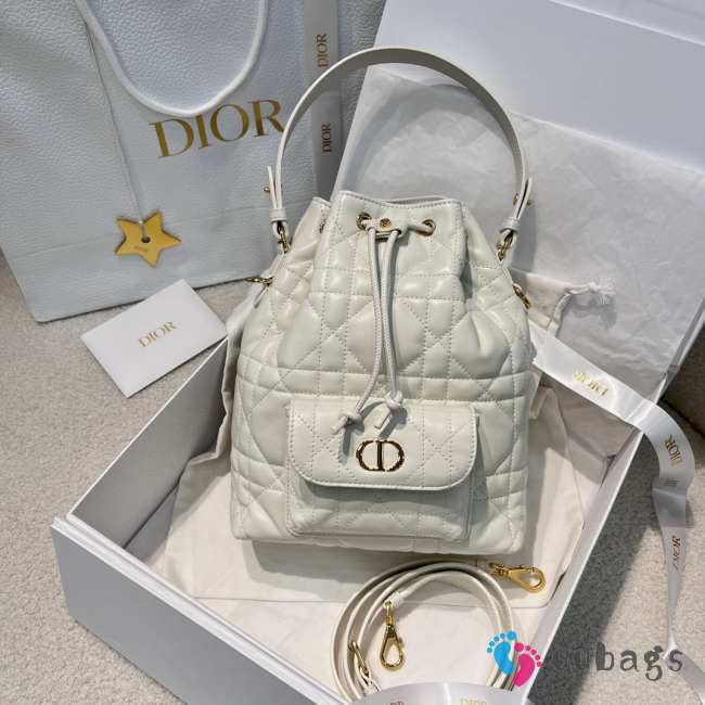 Uubags Dior Caro Mini Bucket Bag Pink Macrocannage Lambskin 20x24x9cm - 1