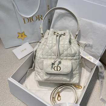 Uubags Dior Caro Mini Bucket Bag Pink Macrocannage Lambskin 20x24x9cm